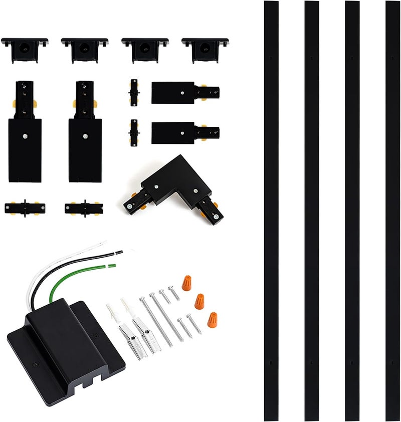 VANoopee 13FT H Track Lighting Rails Black, H Type Track Lighting Kit with Floating Canopy Connector, End Caps, Live End Feeds, I T & L Connectors, Compatible with Single Circuit H Style Track System - Image 1